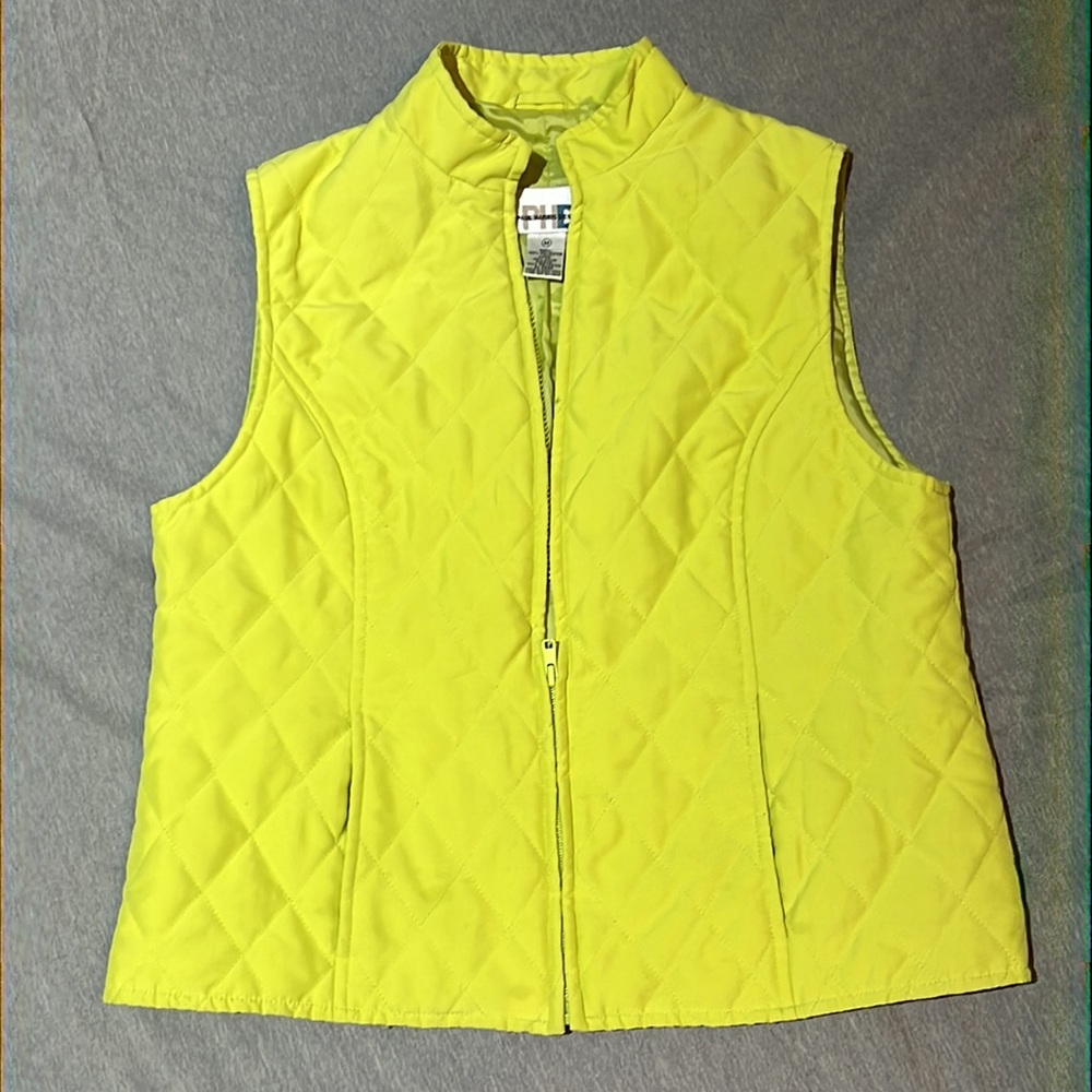 90s Paul Harris Lime Green Quilted Vest - Sz Medium